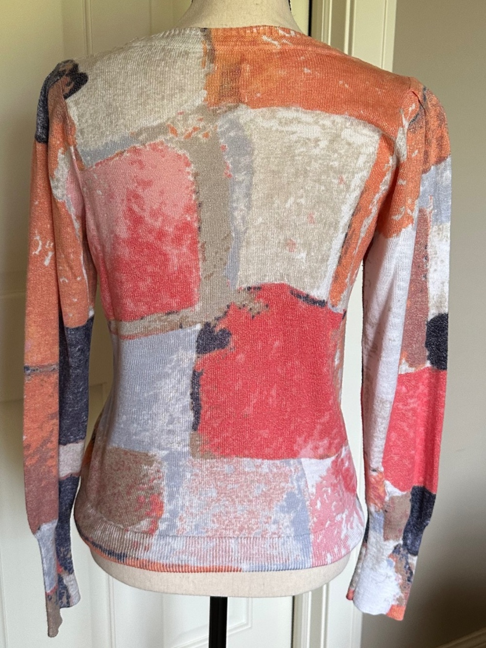 NIC & ZOE Printed Geo Sweater, XS, Puff Sleeve detail - Picture 14 of 15